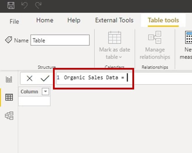 Step 2 of Creating a Calculated Table in Power BI