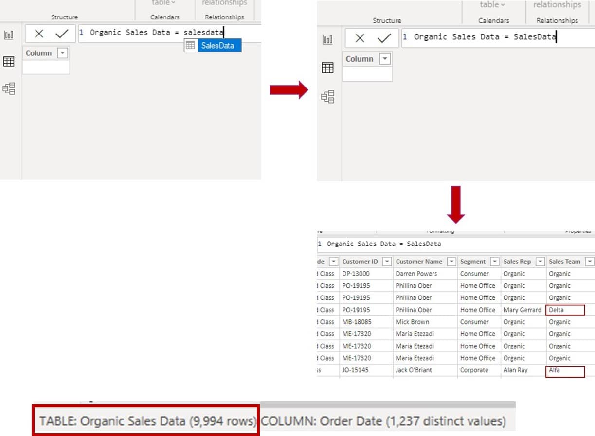 Step 3 of Creating a Calculated Table in Power BI