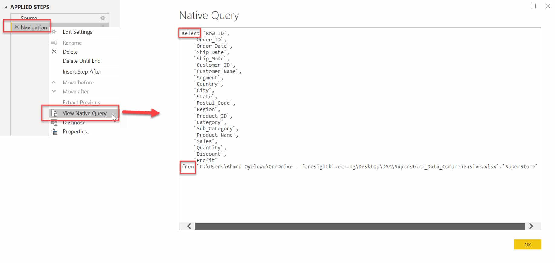 View Native Query